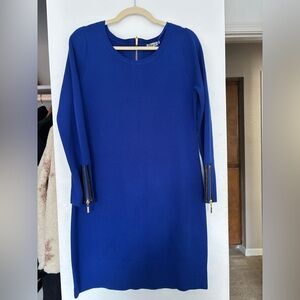 Eliza J Royal Blue Long Sleeve Dress with Zipper Details